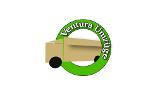 Ventura Umzüge Logo, ein Umzugskarton als Auto, ein grüner Kreis darum mit weißer Schrift
