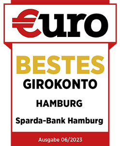 Ein Testsieger Emblem, bestes Girokonto Hamburg, Ausgabe Euro vom Juni 2023