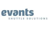 evants Shuttle Solutions Logo, blaugraue Schrift auf weißem Untergrund