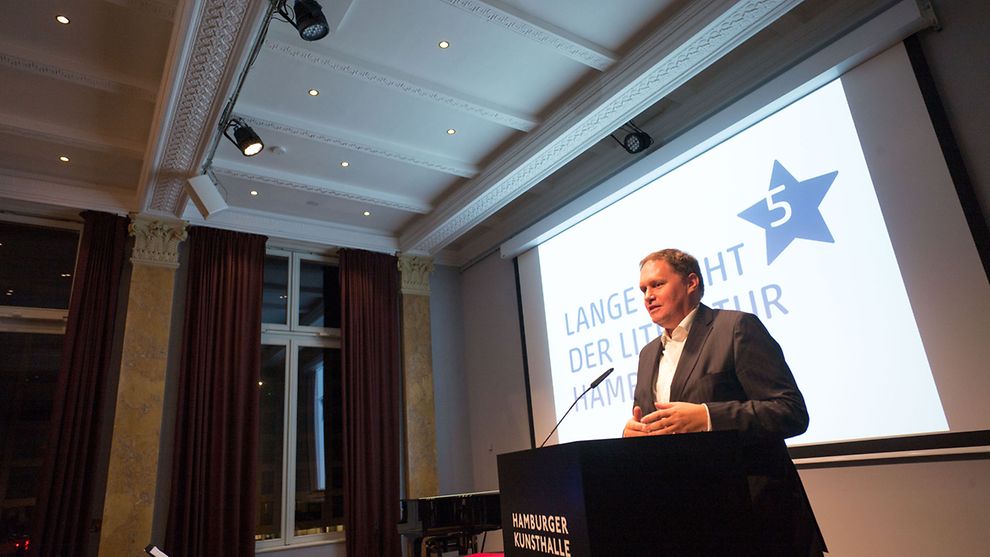 Dr. Carsten Brosda, Senator für Kultur und Medien, spricht zur Verleihung des Hamburger Buchhandlungspreises 2018 
