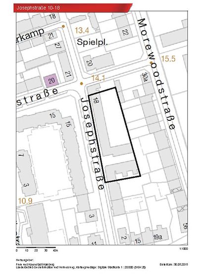 Liegenschaftskarte Josephstraße 10 - 18- Kartendarstellung