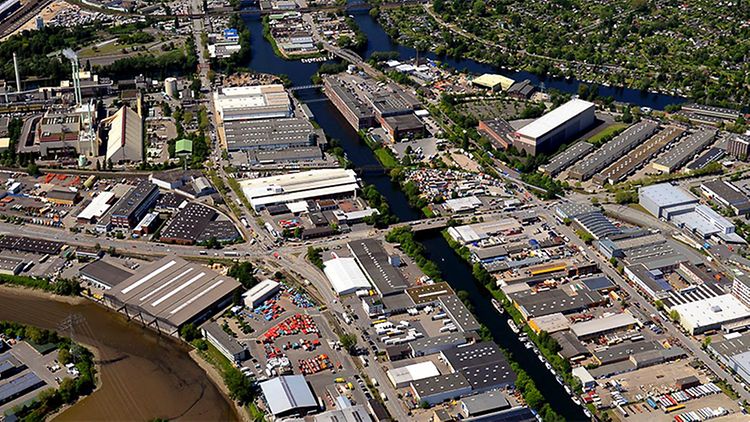  Luftbild des Industriestandortes Billbrook