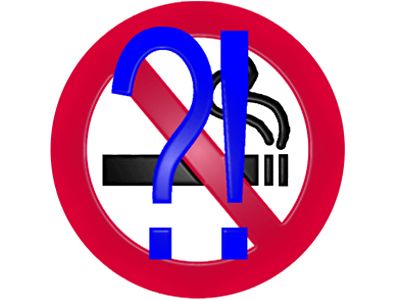  Rauchen Verboten Schild mit einem Fragezeichen und einem Ausrufezeichen