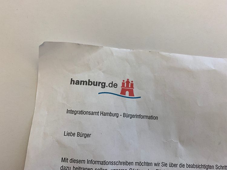  Gefälschte "Bürgerinformation" mit dem Absender "Integrationsamt Hamburg"