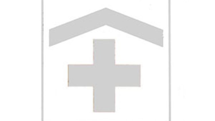  Piktogramm Krankenhaus, Kreuz mit Dach
