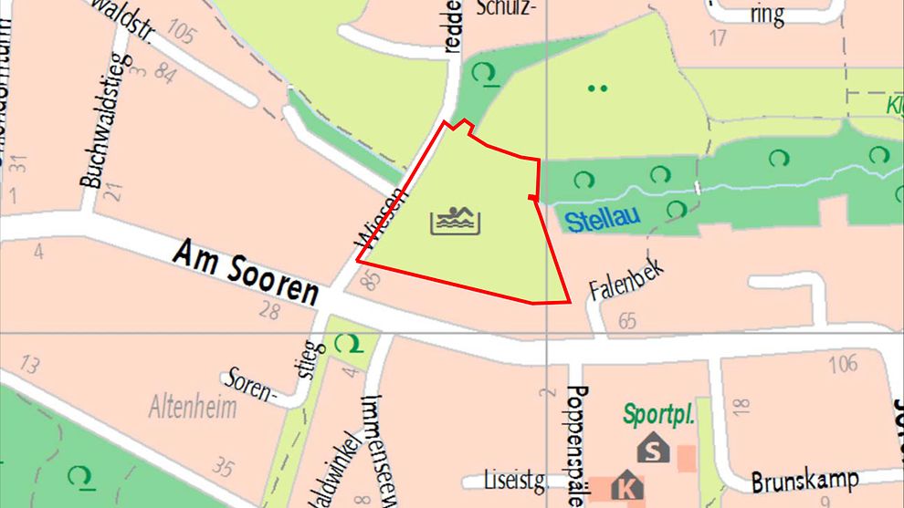 Lage des Bebauungsplangebiets Rahlstedt 135 (Kartendarstellung)