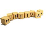  Würfel mit Buchstaben ergeben das Wort "Minijobs"