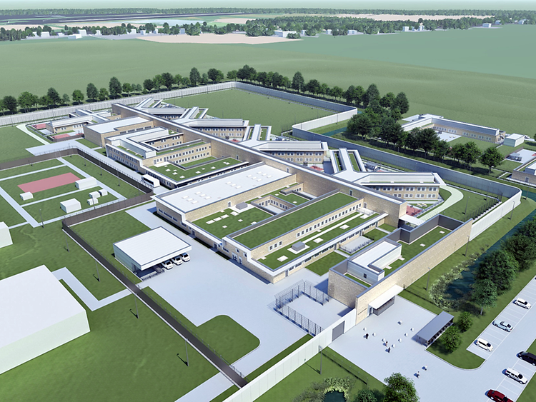  Eine 3D-Ansicht eines Gefängnisneubaus, welches sich noch in der Planung befindet