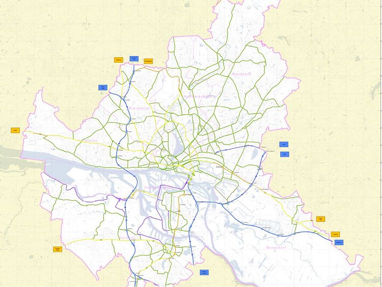  Netz der Hauptverkehrsstraßen in Hamburg