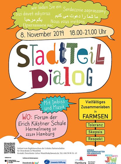 Plakat - Stadtteildialog Farmsen am 8. November 2019