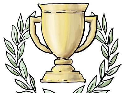  Ein Pokal mit einem Ehrenkranz