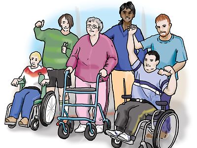  Menschen mit und ohne Behinderungen beim Sport