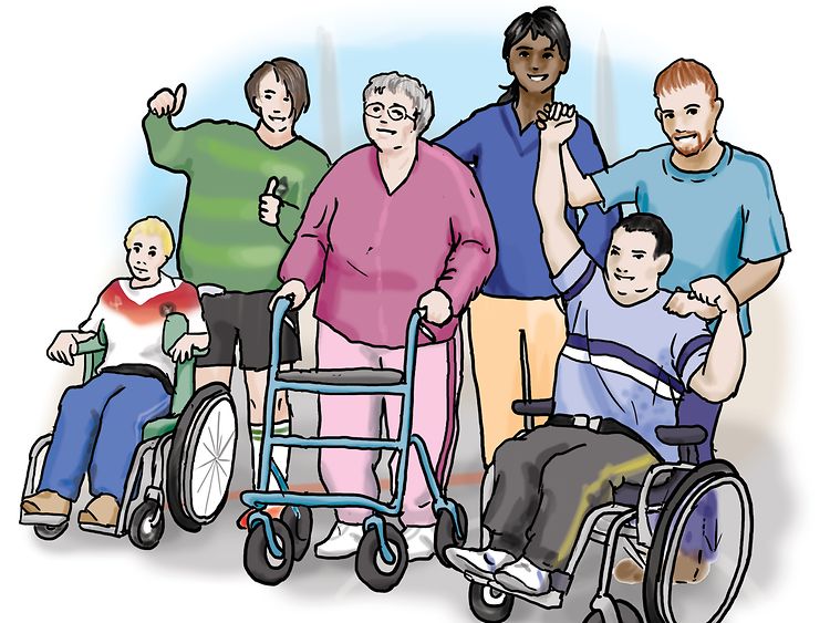  Menschen mit und ohne Behinderungen beim Sport