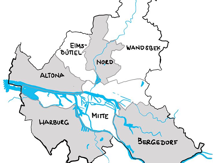  Eine Karte der Hamburger Bezirke
