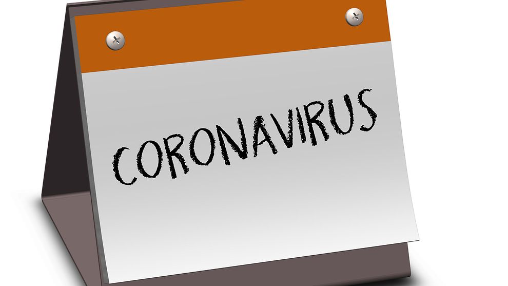 Aufstelle mit der Aufschrift Coronavirus