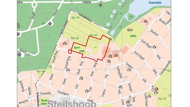 Lage des Bebauungsplangebiets Steilshoop 12 - Kartendarstellung