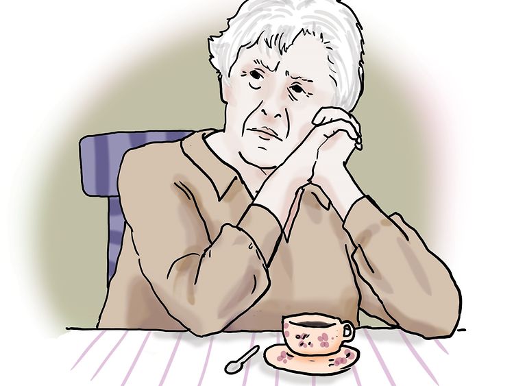  Ein Großmutter am Kaffeetisch