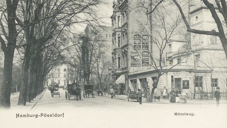 Postkarte Hamburg Pöseldorf Mittelweg um 1900
