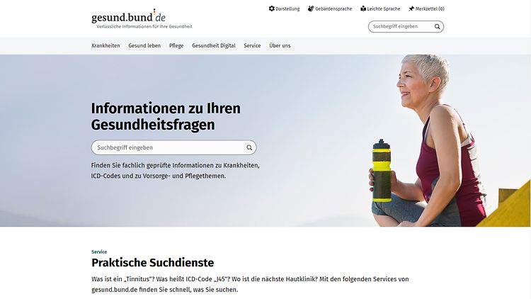  Screenshot der Internetseite https://gesund.bund.de