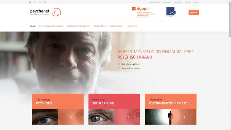  Screenshot der Internetseite www.psychenet.de