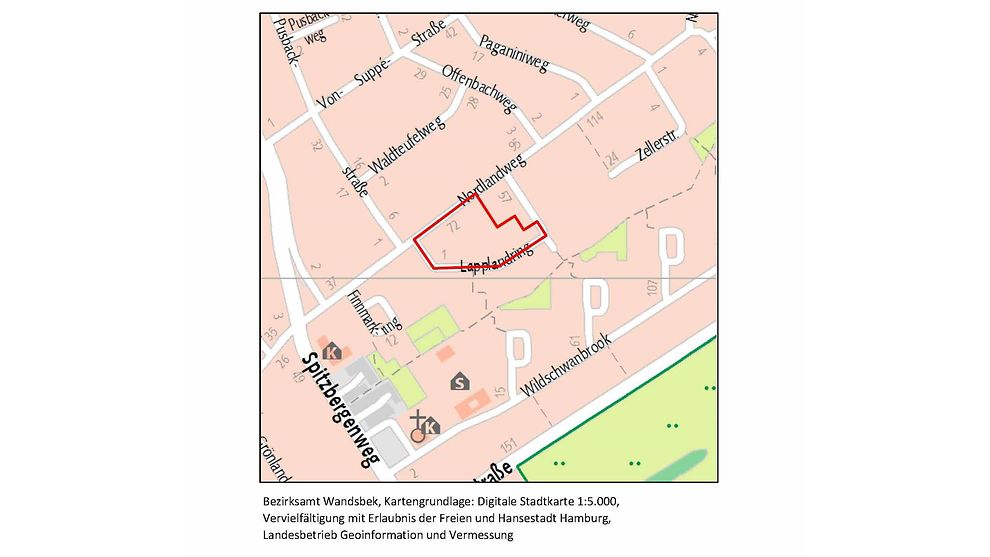 Lage des Bebauungsplangebiets Rahlstedt 137 (Kartendarstellung)
