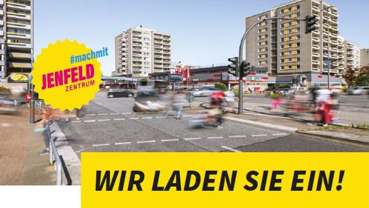  RISE Stadtteilentwicklung Jenfeld-Zentrum - Straße mit bewegtem Verkehr in Jenfeld
