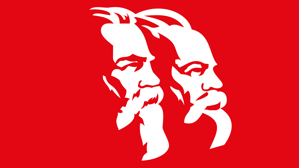  Skizze der Gesichter von Karl Marx und Friedrich Engels