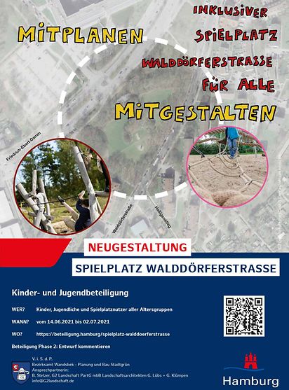 Plakat Onlinebeteiligung Spielplatz Walddörferstraße