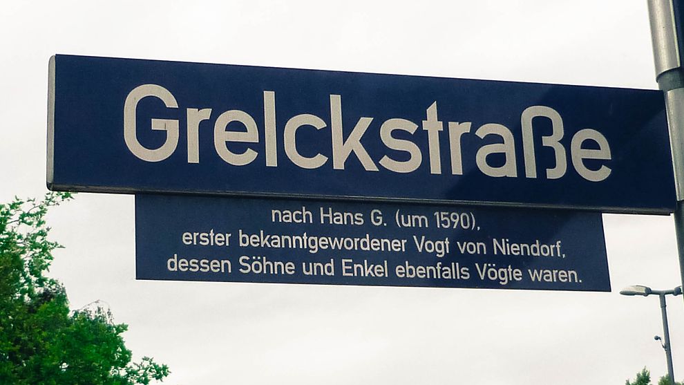 Straßenschild Grelckstraße