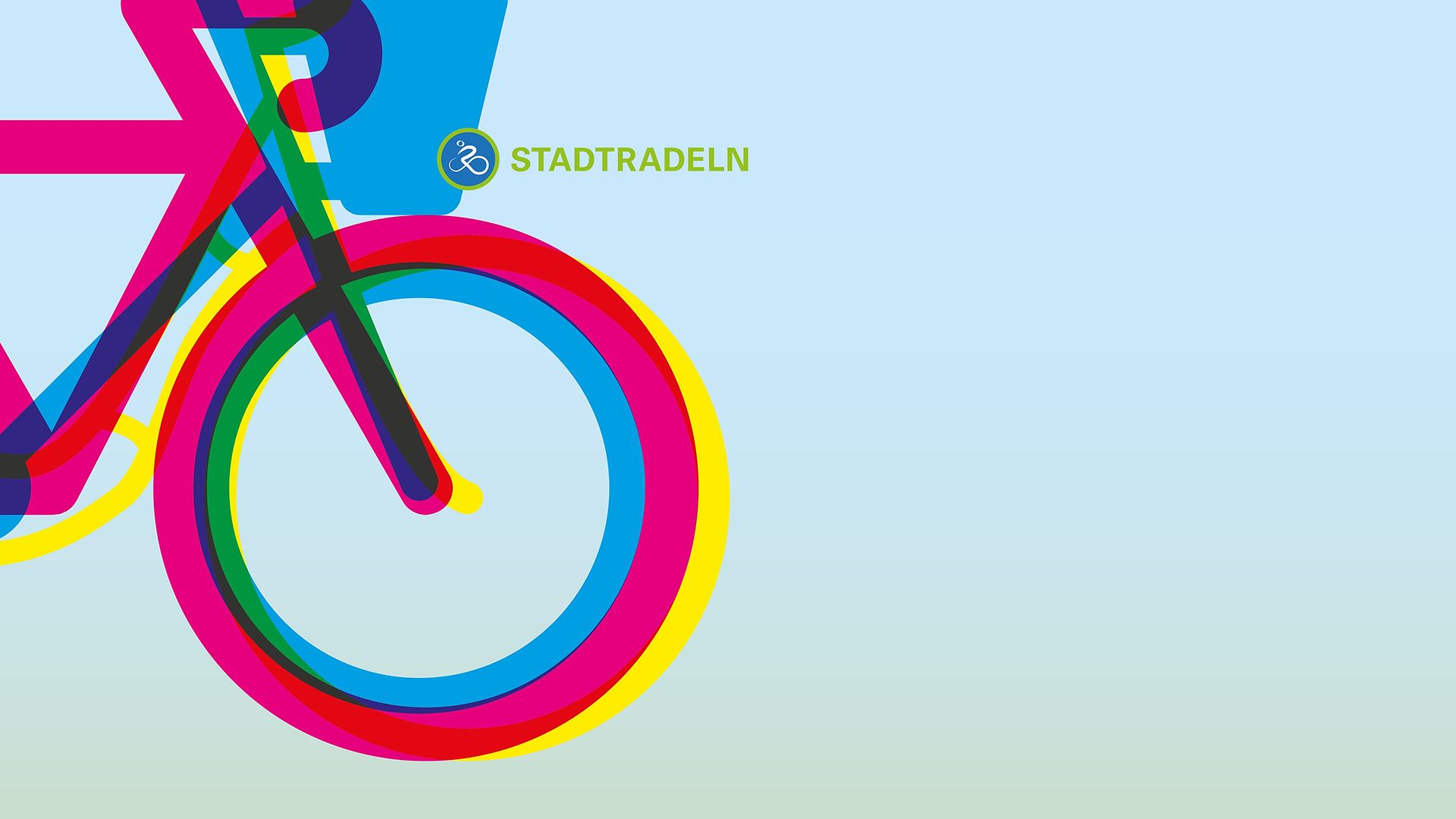  Umrisse von drei Fahrrädern und Logo "STADRADELN"