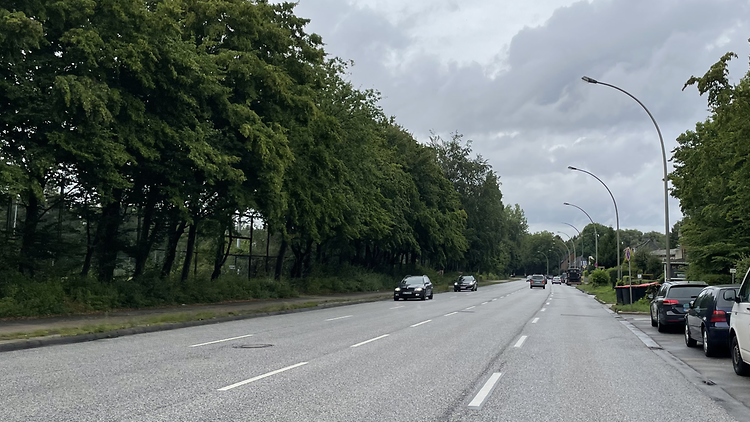  Berner Heerweg - Straßenzug mit fahrenden und geparkten Kraftfahrzeugen