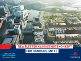  Eine Illustration des Newsletter für das Klimaschutzkonzept Hamburg-Mitte mit einer Stadtaufnahme aus der Vogelperspektive.