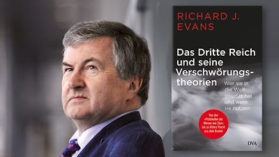  Richard Evans und Buchtitel "Das Dritte Reich und seine Verschwörungstheorien"