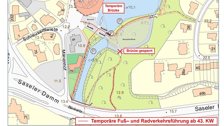  Lageplan Fuß- und Radverkehrsführung Poppenbütteler Schleuse ab 43. KW