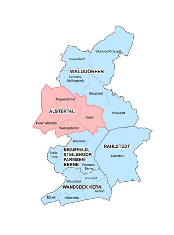 Karte Wandsbek - Region Alstertal farblich abgesetzt