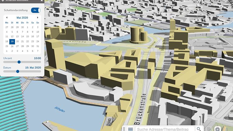 Eine Darstellung der städtebaulichen Simulation Hamburg