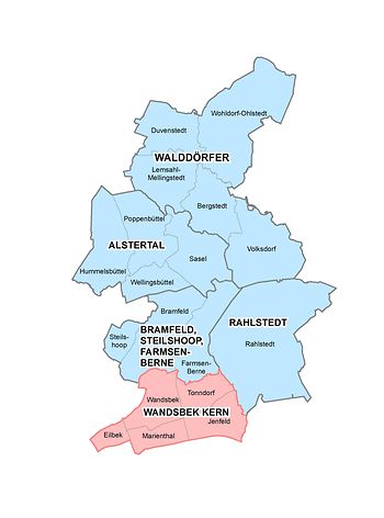 Karte Wandsbek - Wandsbek Kern farblich abgesetzt