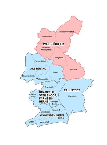 Karte Wandsbek - Walddörfer farblich abgesetzt