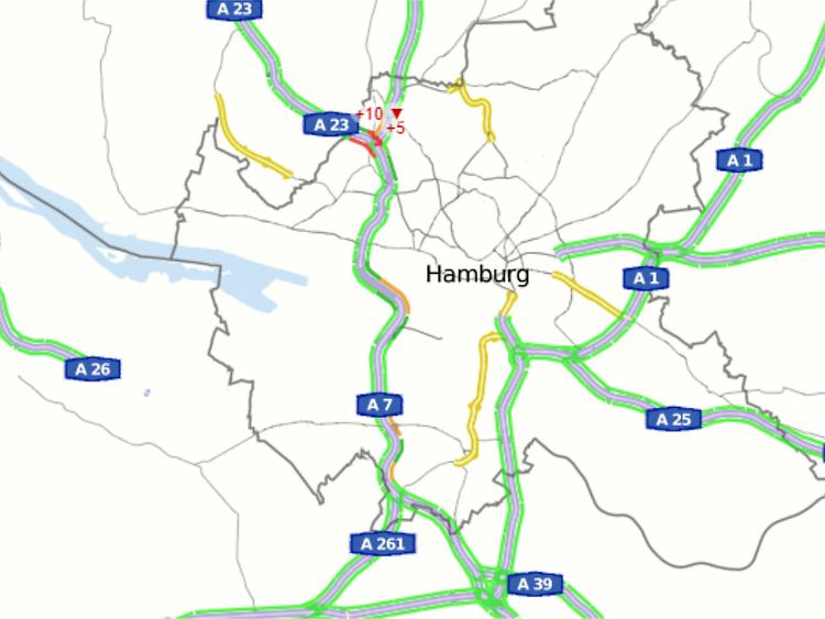  Kartenausschnitt Hamburg Elbtunnel und die Autobahnen