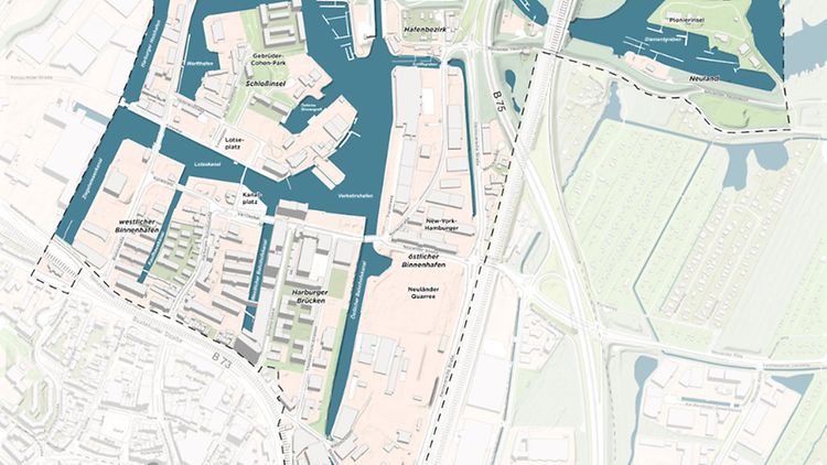  Karte des Binnenhafen in Hamburg.
