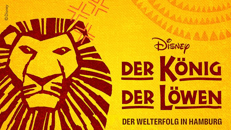  Disneys DER KÖNIG DER LÖWEN Logo mit einem gezeichneten Löwenkopf mit Mähne.