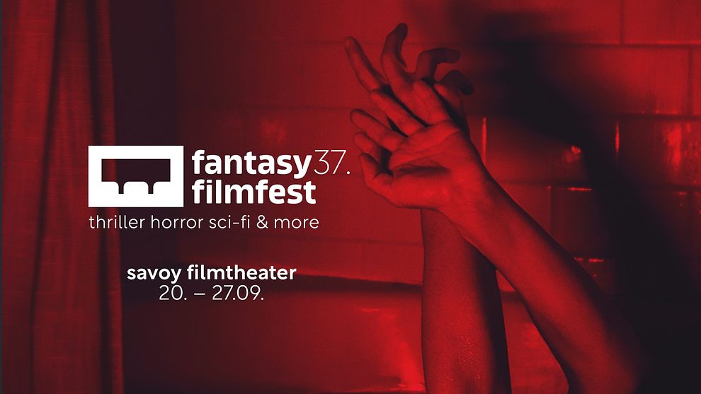 Zwei Hände in rotem Licht auf dem Poster für das Fantasy Filmfest 2023.