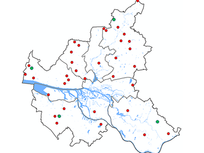  Hamburgkarte mit Eintragung der Standorte der Messstellen, deren Ganglinien im Internetveröffentlicht werden