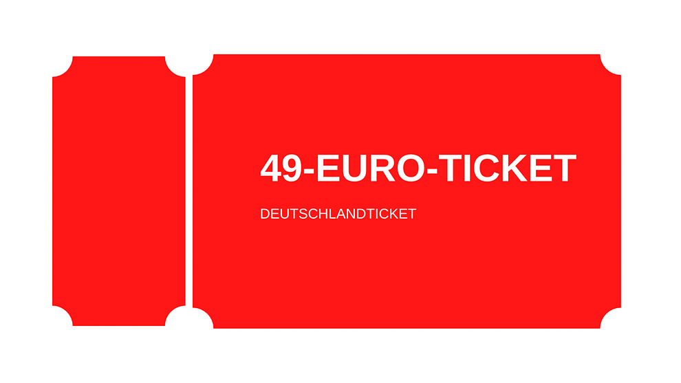  Ein rotes Ticket auf dem in weißer Schrift "49-Euro-ticket" steht.