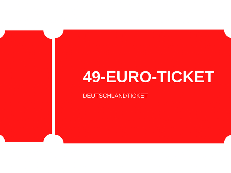  Ein rotes Ticket auf dem in weißer Schrift "49-Euro-ticket" steht.