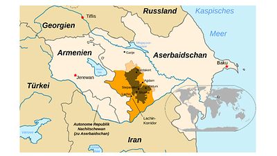  Politische Landkarte der Region: Armenien - Aserbeidschan