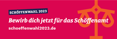 Text: Bewirb dich jetzt für das Schöffenamt - schoeffenwahl2023.de