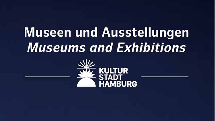  Museen und Ausstellungen, Museums and Exhibitions, weiße Schrift vor dunklem Hintergrund