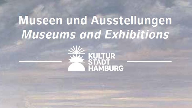  Museen und Ausstellungen, Museums and Exhibitions, weiße Schrift vor gemaltem Himmel