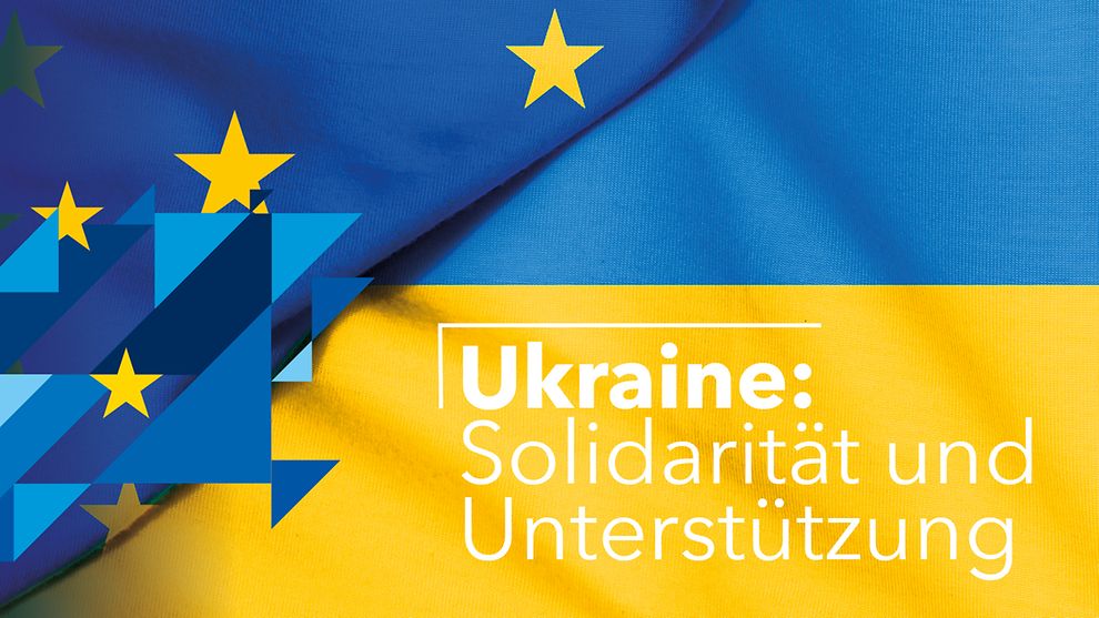 Schrift Ukraine: Solidarität und Unterstützung